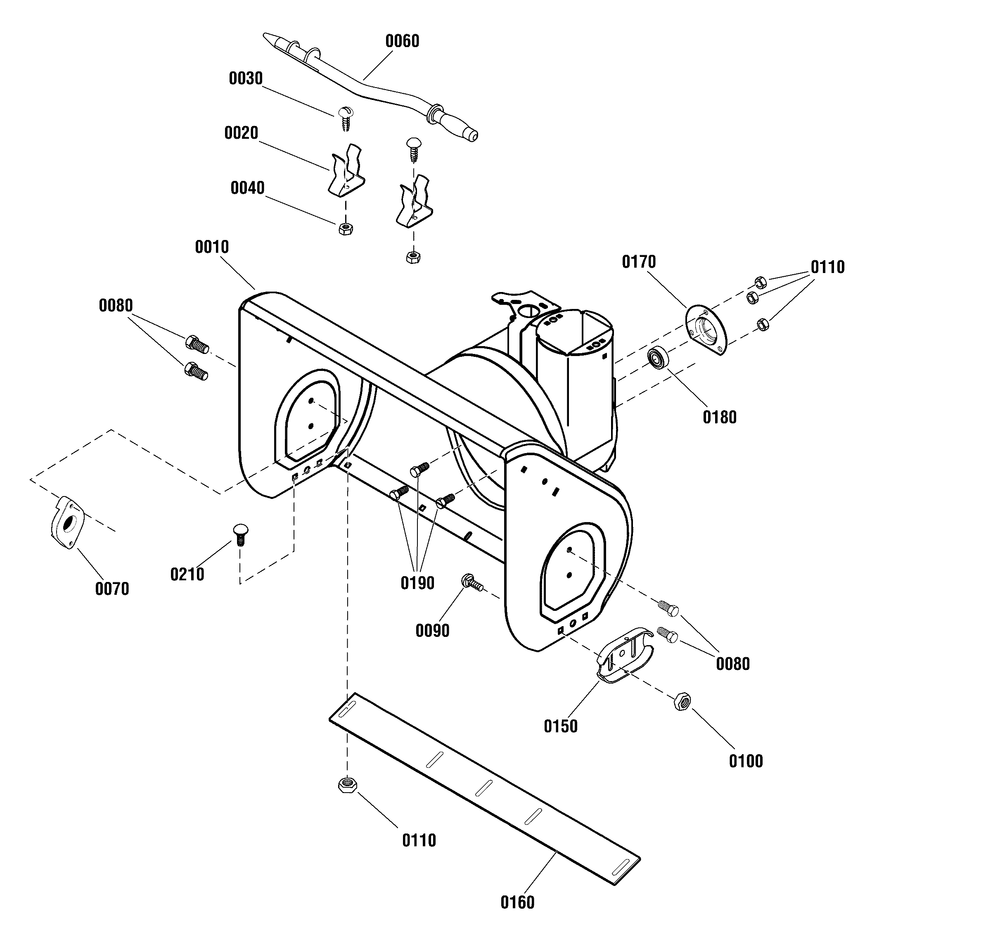 Auger Housing Group Diagram and Parts List for 1696156-01-BM1227MD 2014 Briggs and Stratton Snow Blower